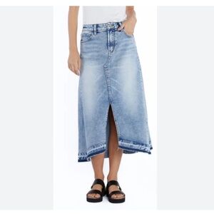 Wash Lab Selma Slit Front  Denim Skirt